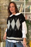 Zeta Otto Argyle Tank Black
